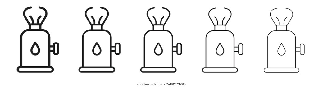Icono de gas de camping línea de Arte vectorial Ilustraciones colección
