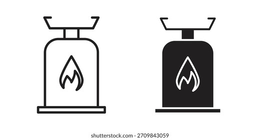Icono de gas de camping Ilustración vectorial. Diseño plano. Símbolos de Vector de Diseño gráfico.