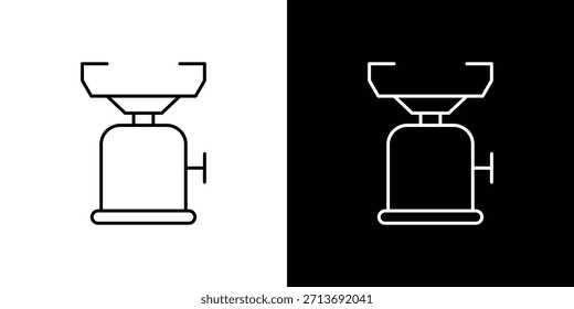Camping Gas Symbol, Vektorlogo Umriss. Dünnstrichzeichen