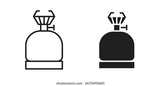 Icono de gas de camping Vector, letrero y símbolo para Elementos de diseño, Sitio web o App.