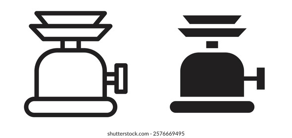 Camping gas icons in outline and stroke versions