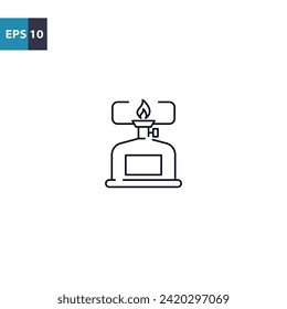 Icono de contorno de gas de acampada Ilustración del vector