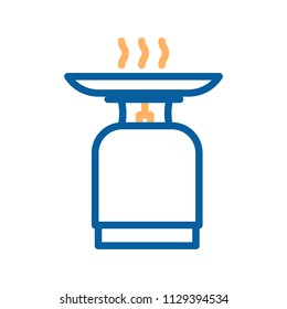 Camping gas stove icon object. Vector thin line illustration for camping and outdoor adventures concepts