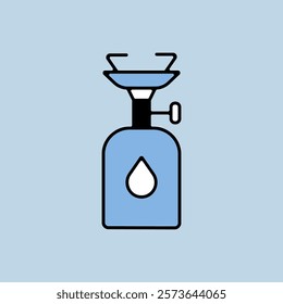 Camping gas stove vector icon. Camping and Hiking sign. Graph symbol for travel and tourism web site and apps design, logo, app, UI