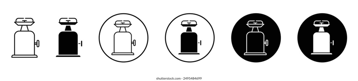 Camping gas thin line vector icon set.