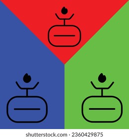 Camping Gas Vector Icon, Outline Stil Symbol, aus Abenteuer-Symbole Sammlung, einzeln auf rotem, blauem und grünem Hintergrund.