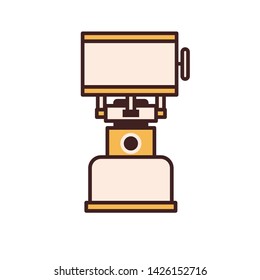 Camping gas vector linear icon. Single tourist stove isolated on white background in thin line design. Hiking gas stove outline pictogram for website and internet.