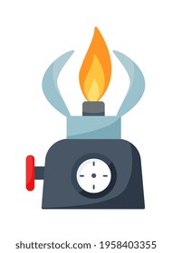 Camping gas-burner furnace on white background