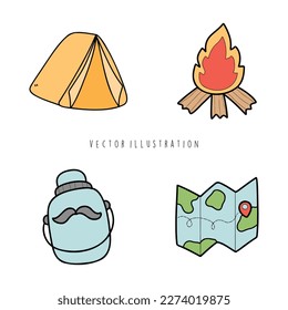 camping gear cartoon vector illustration