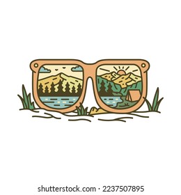 Camping and glasses graphic illustration vector art t-shirt design