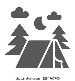 Camping glyph icon, nature and hiking, camp sign, vector graphics, a solid pattern on a white background, eps 10.