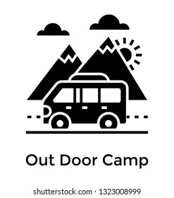 Camping glyph icon vector 