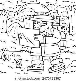 Camping Gnome Coloring Page for Kids