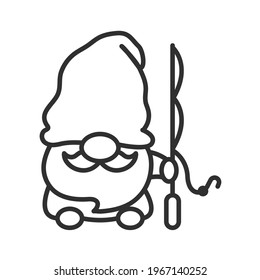 Camping gnomes. Three gnomes doing activities Hiking and fishing in the summer.