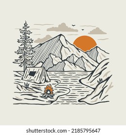 Camping in the good nature graphic illustration vector art t-shirt design