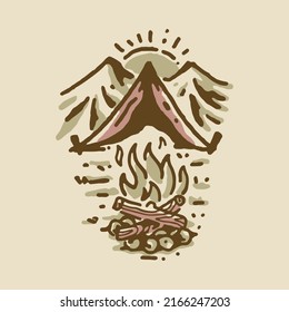 Camping in good nature watercolor graphic illustration vector art t-shirt design