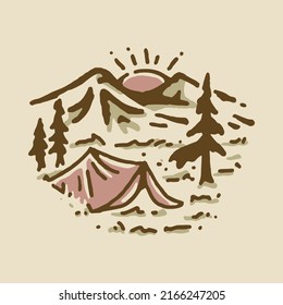 Camping in good nature watercolor graphic illustration vector art t-shirt design