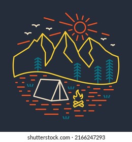 Camping at good place in the nature graphic illustration vector art t-shirt design