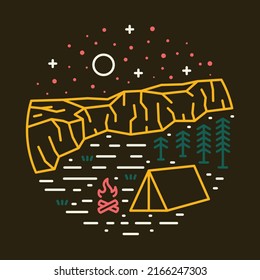 Camping at good place in the nature at night graphic illustration vector art t-shirt design