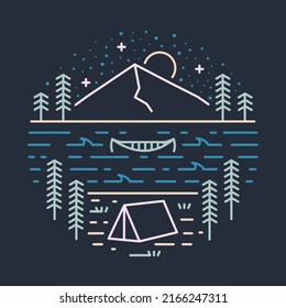 Camping at good place in the nature at night graphic illustration vector art t-shirt design