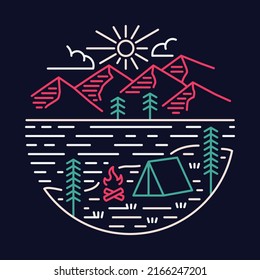 Camping in the good place with good view graphic illustration vector art t-shirt design