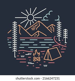Camping with good view of nature graphic illustration vector art t-shirt design