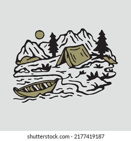 Camping with good view in the nature graphic illustration vector art t-shirt design