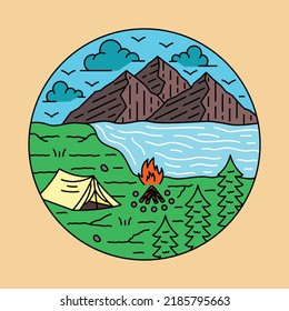 Camping with good view in the nature graphic illustration vector art t-shirt design