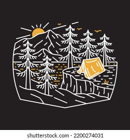 Camping with good view of nature graphic illustration vector art t-shirt design