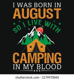 
Camping graphic mountain adventure bron in august