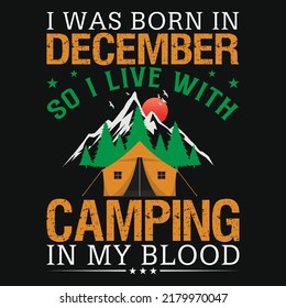 
Camping graphic mountain adventure bron in december