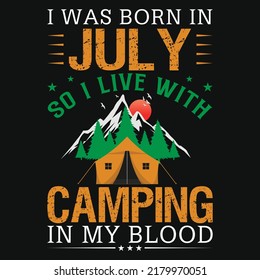 
Camping graphic mountain adventure bron in july