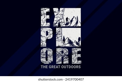 Camping Graphic t-shirt design, camping t-shirt, Mountain illustration, outdoor adventure. Vector, vintage