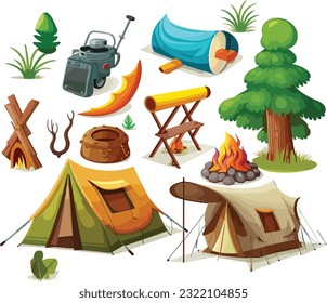 Camping graphics set design, Camping graphics Collection 