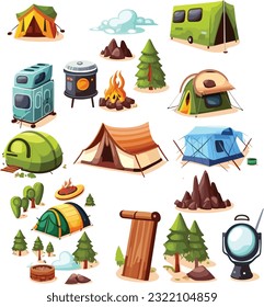 Camping graphics set design, Camping graphics Collection 