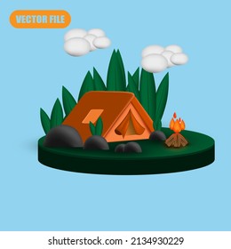 Camping Ground Illustration Concept Vector 3D