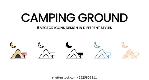 Camping Ground vector icons set stock illustration