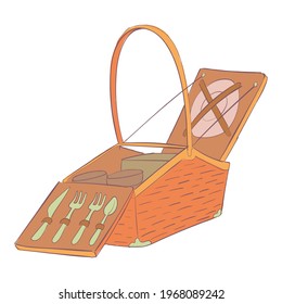 Camping hamper icon. Cartoon and flat of Camping hamper vector icon for web design isolated on white background