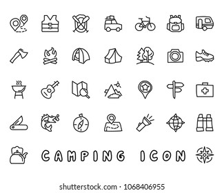 camping hand drawn icon design illustration, line style icon, designed for app and web