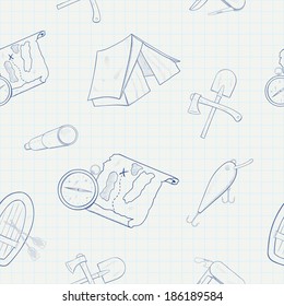 Camping hand drawn vector seamless pattern