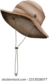 A camping hat drawn with watercolors