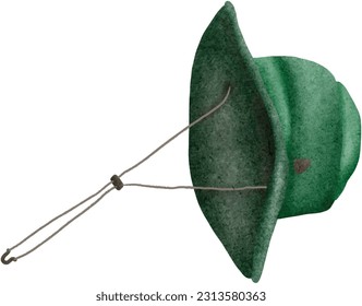 A camping hat drawn with watercolors