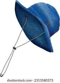A camping hat drawn with watercolors
