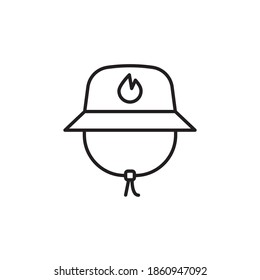 camping hat icon vector outline design. camping equipment line icon. isolated on white background