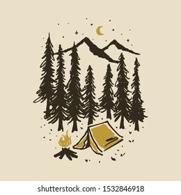 Camping Hiker climber Graphic Design Illustration Vector Art T-shirt Design