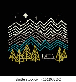 Camping Hiking Adventure Nature Graphic Illustration Vector Art T-shirt Design