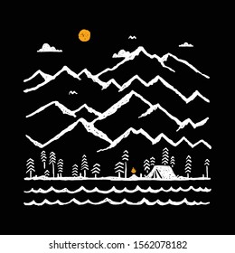 Camping Hiking Adventure Nature Graphic Illustration Vector Art T-shirt Design