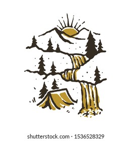 Camping Hiking Climbing Mountain Graphic Illustration Vector Art T-shirt Design