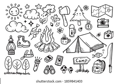 Camping and hiking element Hand drawn doodle icon