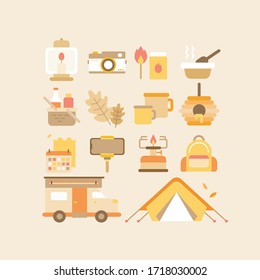 camping and hiking equipment vector collection